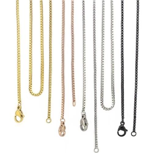 18''-32''/Rose Gold/Gold/Black 316L Stainless Steel 1.5mm Box Chain Pendant Necklace Wholesale Jewelry for women/men