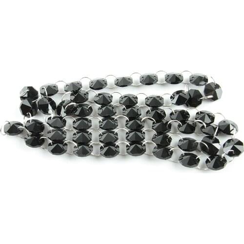 5 Meters/50 Meters Black 14mm Crystal Strand Wedding Decoration Home And Curtain Garland Strand Glass Crystal AB Beads Chain