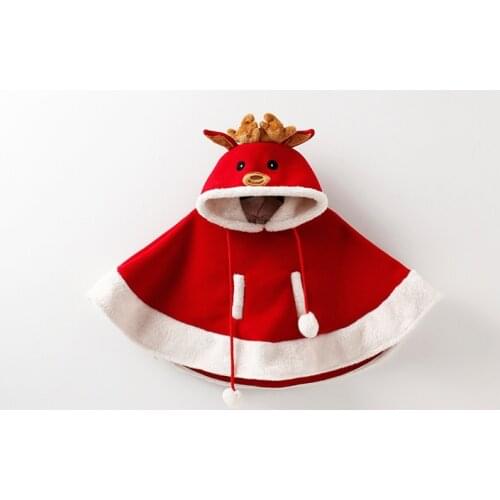 Kids Unisex Elk Jacket Toddler Outdoor Cartoon Hooded Casual Coat Cape Warm Windbreaker Cloak Jacket Christmas dress