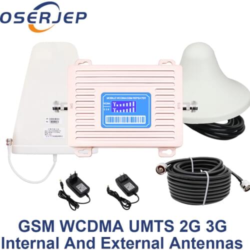 LCD Display GSM 900 UMTS 2100mhz Dual Band Repeater GSM 2G 3G LTE Phone Amplifier Cellular Mobile Booster +LPDA /Ceiling Antenna