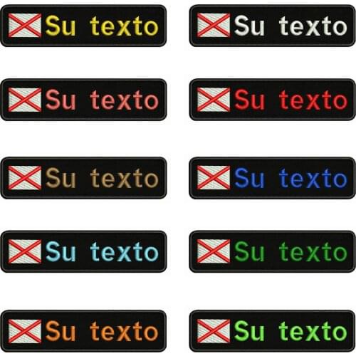 Burgundy cross flag 10X2.5cm Embroidery Custom Name Text Patch Stripes badge Iron On Or Velcro Backing Patches For Clothes