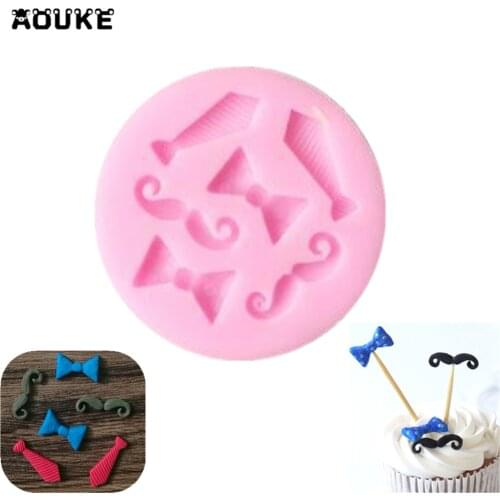 Tie Moustache Shape Fondant Cake Silicone Mold Pastry Chocolate Mould Candy Biscuits Molds DIY Cake Decoration Baking Tools