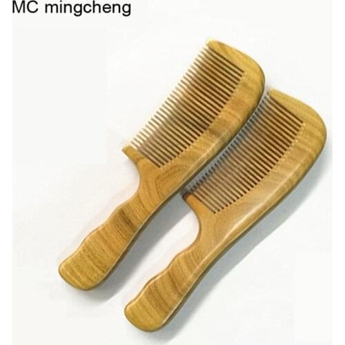 MC Brand Whole Wood Sandalwood Hair Comb No Static Wooden Comb Hair Brush Narrow Tooth Handmade Natural Green Sandalwood Combs