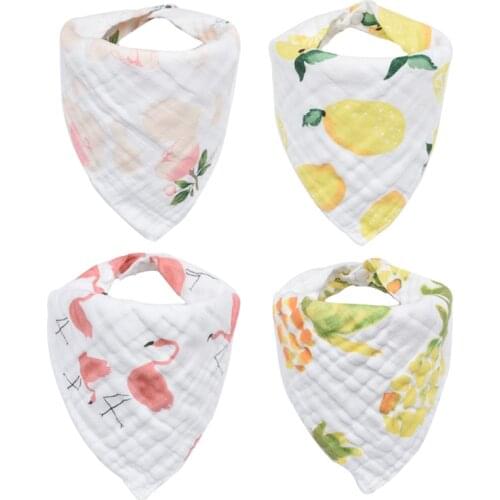 Musiln Cotton 8 layers Baby Bibs Girls Boys Bandana Bibs Triangle Feeding Smock Infant Burp Cloth Baby Saliva Towel