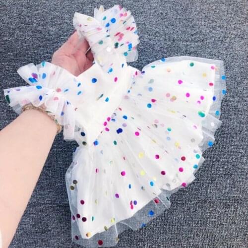 Newborn Baby Girl Sequin mesh Bodysuit Jumpsuit Tulle Dress Outfits Polka Dot Cute Summer Sunsuit