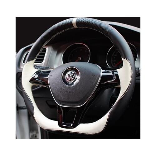 DIY hand sewn leather steering wheel cover suede is suitable for Volkswagen CC Lavida plus Teramont Sharan T-CROSS