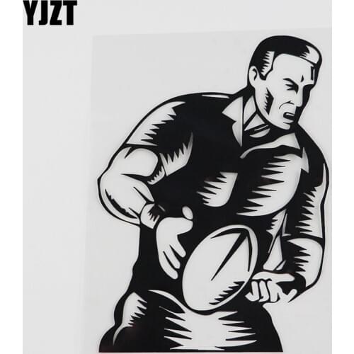 YJZT 11.3CMX15.6CM Creative Rugby Player Sports Decal Vinyl Car Sticker Black/Silver 8A-0186