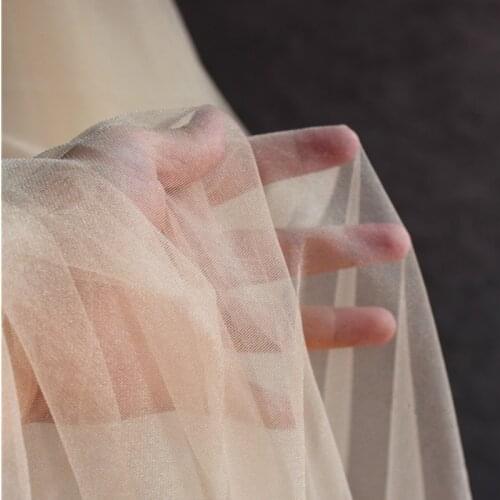 Lace1 5meter Perspective lace Solid White Pink Mesh Fabric For Wedding Dress Evening Dress Fabrics Soft Transparent Elastic Mesh