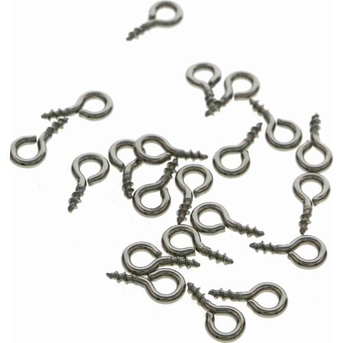 200pcs 4x8MM Stainless Steel DIY Eyelet Hooks Pendant Jewelry Eye Screw Eyepins Eye Pin Hook 1535014