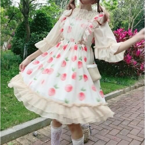 NONSAR Sweet Dress Lovely Girl Orange Summer Women Lolita JSK Sling Sleeveless Dress 2020