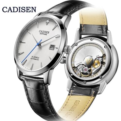 CADISEN Men Watches Automatic Mechanical Wrist Watch MIYOTA 9015 Top Brand Luxury Real Diamond Watch Curved Sapphire Glass Clock