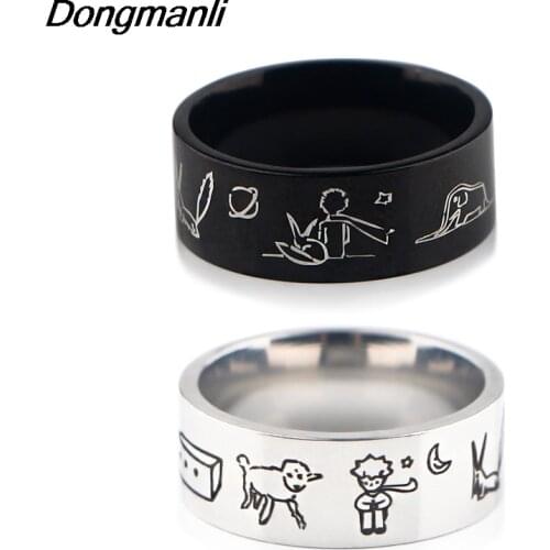 P4558 Dongmanli Fashion Style Antique Retro Male Jewelry Prince and fox Ring Black Silver Color Vintage Rings For Women