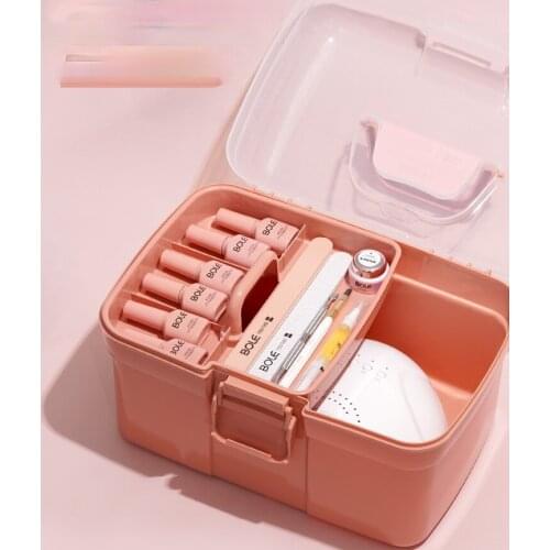 TT Bangle Manicure Toolbox Can Hold Phototherapy Machine Large Capacity Professional Multi-Layer UV Polish Desktop Storage Box