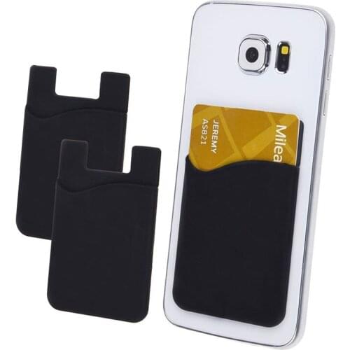 2 Pc Adhesive Sticker Cover Mobile Phone Back Card Holder Silicone Small Bus Card Case Pouch