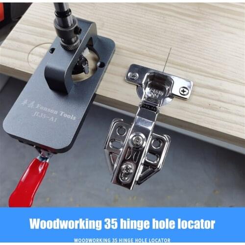 Woodworking Hole Drilling Guide Locator 35mm Hinge Boring Jig with Fixture Aluminum Alloy Hole Opener Template Door Cabinets