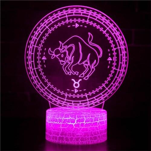 3D Night Light Toy PVC Model 12 Constellation Zodiac Taurus Desktop Bedroom Home Christmas Birthday Gift USB LED Table Lamp
