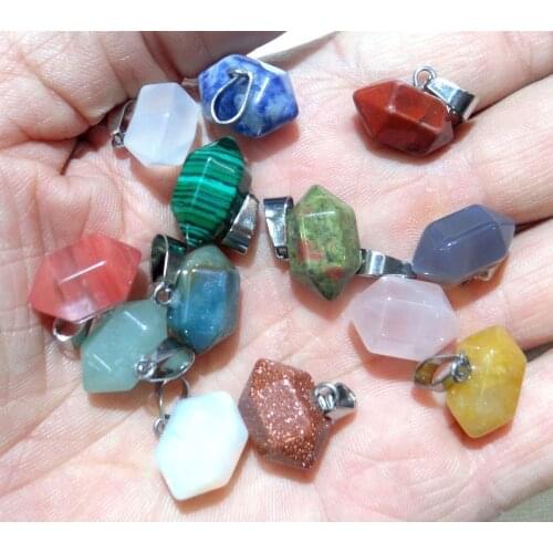 Natural stone Quartz Crystal Opal Turquoises aventurine tiger eye beads pendant for diy Jewelry making necklace Accessories24pcs
