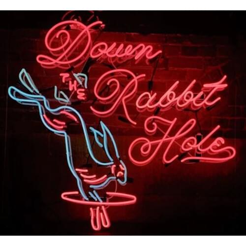 Neon Sign For Down The Rabbit Hole glass tubes resterant decorate light room paint Arcade DISPLAY BUSINESS Impact Attract light