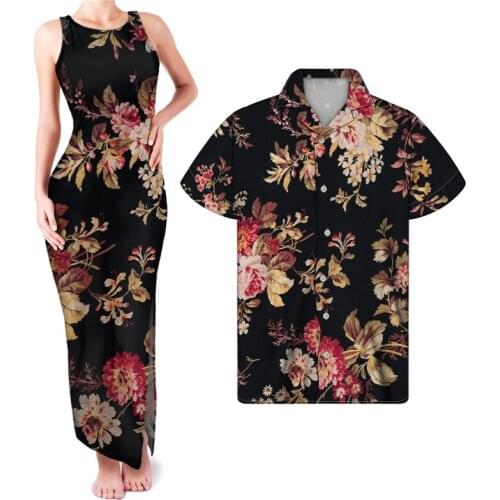 HYCOOL Latest Women Casual Slit Floral Dress Sexy Sleeveless Long Bodycon Tank Dress Improved Chinese Maxi Dress Match Men Shirt