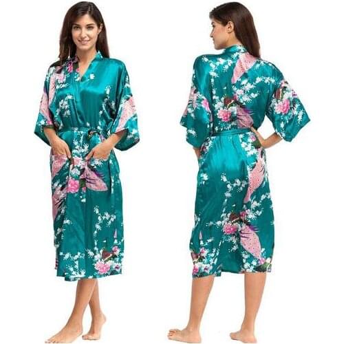 Richkeda Store New 2021 Silk Kimono Robe Bathrobe Women Satin Robe Silk Robes Night Sexy Robes Night Grow For Bridesmaid Summer