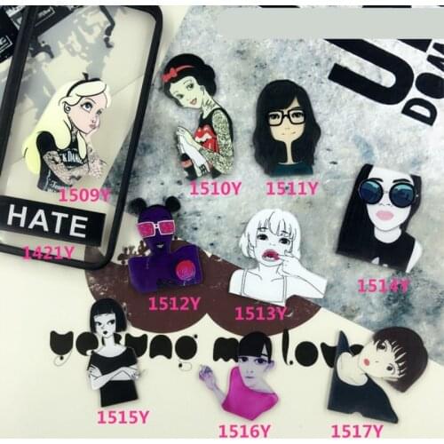 1pcs Cartoon Badges Fashion girl icon Acrylic Brooch for Clothes Backpack Fashion Decoration Pins Harajuku Accessories