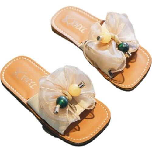 Girls Slippers Summer Wear 2021 Princess Soft Bottom Sandals Baby Childrens Wave Point Shoes Fashion Flats Casual Cute Flower