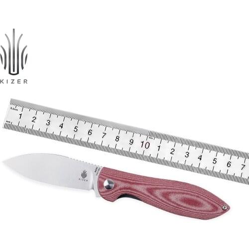 Kizer Folding Knife Infinity V3579N3 2021 New Red Micarta Handle N690 Steel Outdoor Survival Camping Knife with Flipper Opening