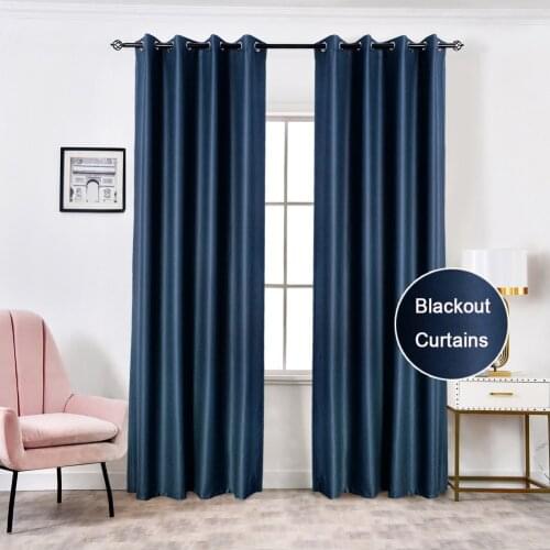 NALEARL Modern Blackout Curtains For Living Room Bedroom Curtains For Window Treatment Drapes Blue Finished Blackout Curtains