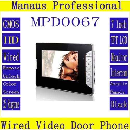 TFT LCD 7 inch Screen Display Video Intercom Indoor Monitor Black White 2 Colors Options Support 100 Meters Remote Unlock D0067