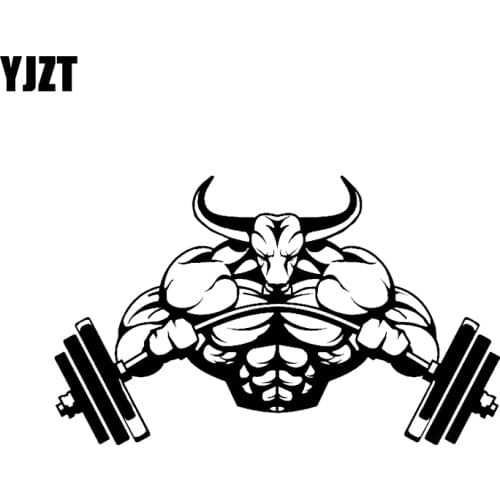 YJZT 16.7*10.1CM Strong Sports Fitness Muscle Coach Car Stickers Interesting Motorcycle Vinyl Decals Black/Silver C12-0872