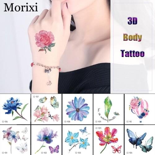 1PC hand tattoo sticker small size spring flower butterfly image printing DIY water transfer temporary tattoo sticker RA056