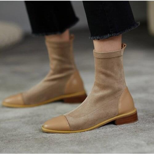 Suede ankle boots shearling-lined ankle boots Leather ankle boots pointed high heel