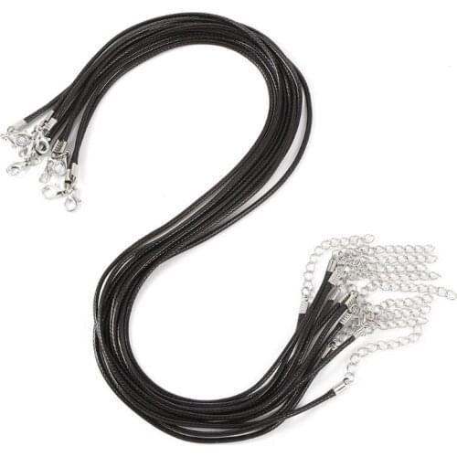 10 Pieces 2mm Wax Cotton Rope Beaded Rope Bracelet Necklace Jewelry Making and Lace Supplies Black Wax Rope Necklace