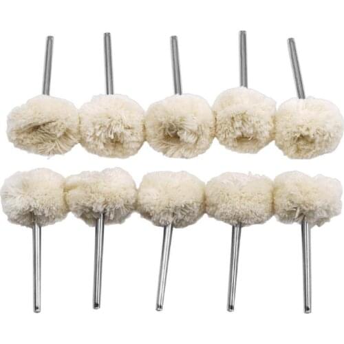 10Pcs 3mm Shank Wooled Polishing Wheels Grinding Brush Buffing Pad Rotary Tool Grinder Hanging Grinder High Speed Electric Drill