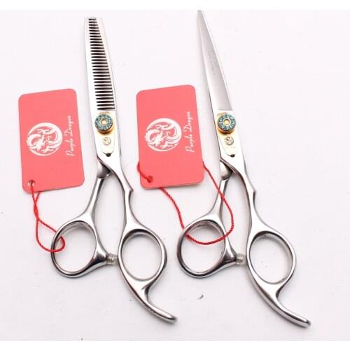 2Pcs 6.0" 17.5cm Stainless Purple Dragon Hairdressing Scissors Z1025 Cutting Shears Thinning Scissors Professional Hair Scissors