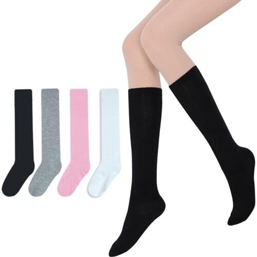 2017 Summer Fashion Lady Women Summer Style Knee High socks high quality Cotton Solid color Knee High Socks 4 Color