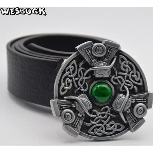 5 PCS MOQ WesBuck Brand Belt Buckle Cool Luxury Men Belt Buckles Mens Designer Silver Belt Buckles With PU Belt Holiday gifts