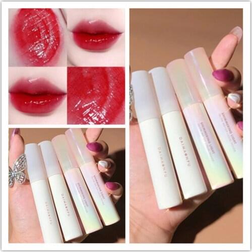 6 Colors Small Milk Tube Shimmer Lip Glaze Mirror Toot Lip Aurora Water Lip Glaze Lasting Waterproof Moisturizing Makeup TSLM1