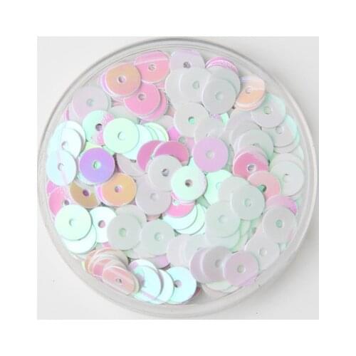 60g/lot 6mm Flat Round Sequins For Craft Bolsa Children, Wedding DIY Garment Accessories Middle Hole White AB Confetti