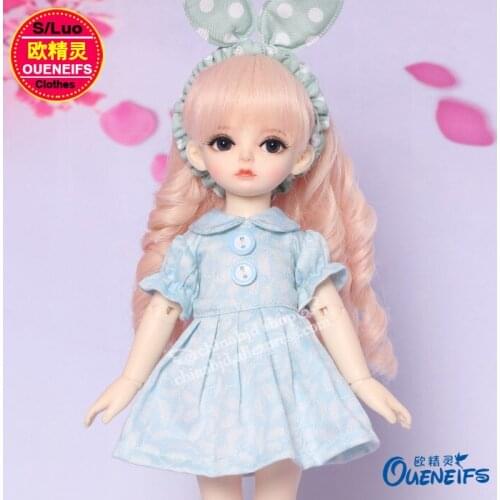 BJD SD Doll Clothes 1/6 Cute Suit Blue Girl Princess Cowboy Summer Dress For Littlefee or Yosd Body YF6-168 Doll Accessories