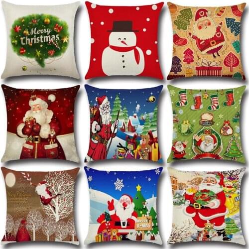 Clean Hearting Merry Christmas Pillow Cases 45*45cm Cotton Home Cushioncover Chair Pillow Office Bedroom Snowman Santa Claus New