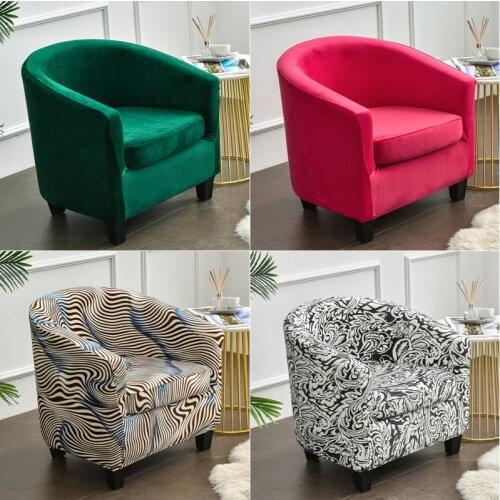 Velvet Arc Seat Sofa Cover Elastic Club Armchair Cover Slipcover Printed Single Seater Tub Couch Cover With Seat Cushion Covers