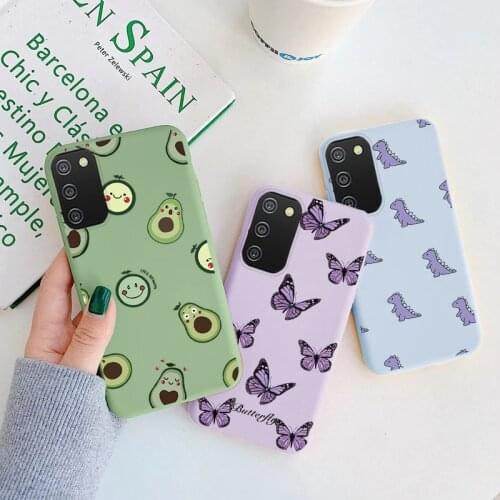 For Samsung Galaxy A02s Case 6.5" Soft Silicone Tpu Back Cover For Samsung a02 s A 02s Protective Flower Dinosaur Fundas Bumper