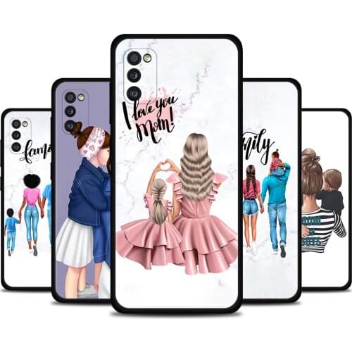 Smartphone Case for Samsung Galaxy A21s A21 A12 A11 A02s A02 A01 Cover Silicone Shell Capa Baby Mother Brown Little Girl Family