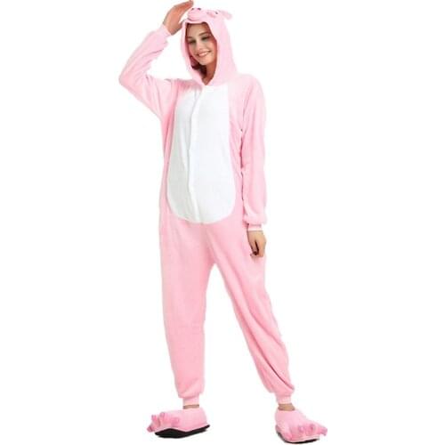 Black Pink Pig Onesie Pajamas Kigurumi Animal Cosplay Costume Halloween Family Pijamas Women