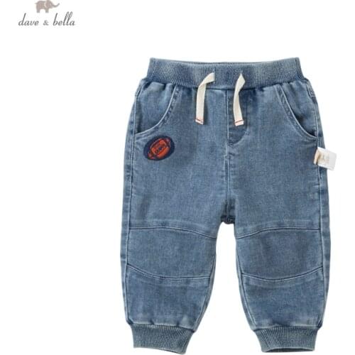 DBA18698 dave bella autumn baby boys fashion cartoon pockets pants children full length kids boy pants infant toddler trousers