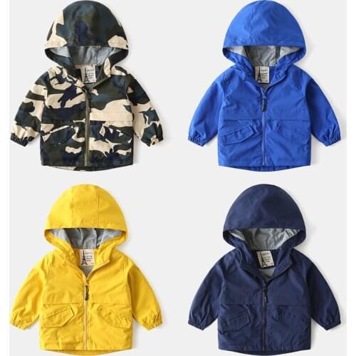 Kids Baby Jackets Spring Autumn Hooded Windbreaker Boys Fashion Outerwear Coats Children Clothes