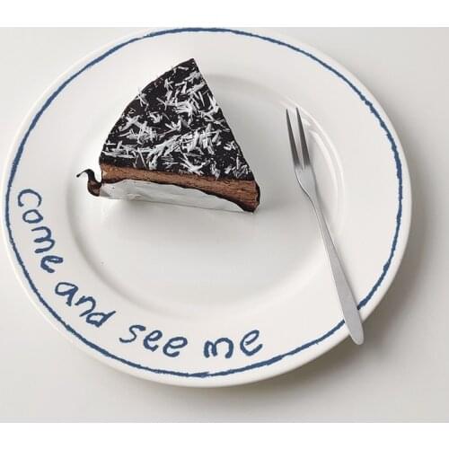 8 Inches Ceramic Plate Letter Dessert Plate for Food Cake Plate Graffiti Ceramic Fruit Inventory Heart Plates