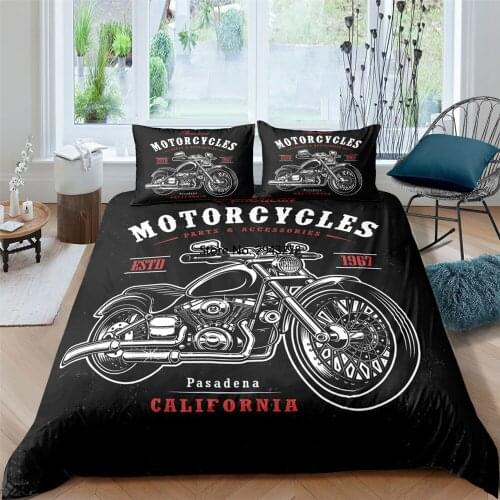 3D Motorcycle Race Bedding Set Boys Duvet Cover with Pillwcase Microfiber 2/3pcs Luxury Home Textiles King Queen Size
