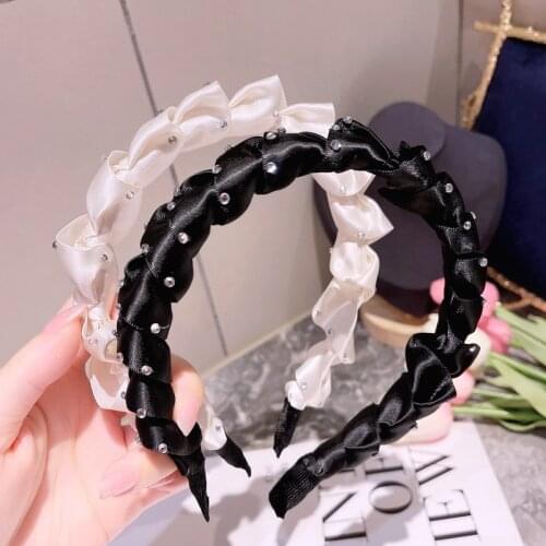 Korea Black Folds Diamond Headbands For Women Princess Hair Accessories Korea Headband for Girls Hairbands Geometry Head Wrap